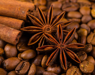 Coffee on grunge wooden background