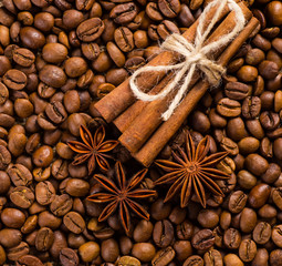 Coffee on grunge wooden background