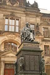 Fototapeta na wymiar DRESDEN, GERMANY - APRIL 27, 2010: Monument to Frederick Augustus I of Saxony at Dresden Court of Appeal
