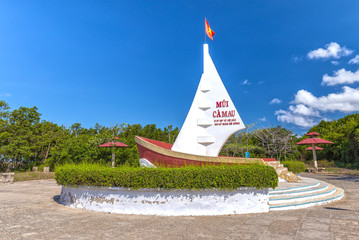 Milestone southernmost point with boat-shaped monument with sails seaward territorial claims...