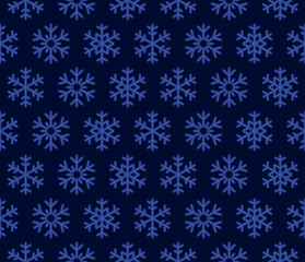 Fototapeta na wymiar Christmas Snowflakes Blue Background with Seamless Pattern. Vector
