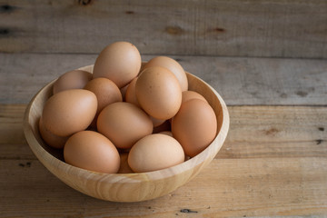eggs in wooden bowls