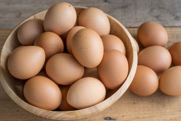 eggs in wooden bowls
