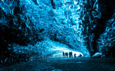 Inside an icecave in Vatnajokull, Iceland.  - obrazy, fototapety, plakaty
