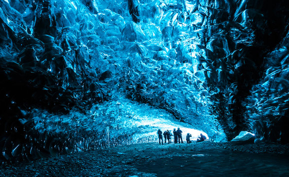 Inside an icecave in Vatnajokull, Iceland. 