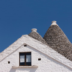 Trulli of Alberobello detail of typical conical roofs
