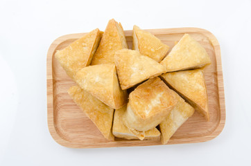 fried bean curd on gray background