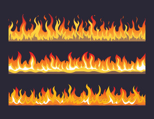 Fire flame vector seamless set