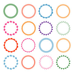 Embroidery stitches vector circle frames set