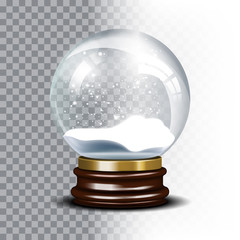 Christmas vector snow globe on checkered background