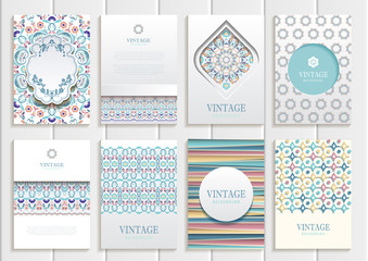 Stock vector set of brochures in vintage style