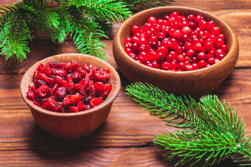 Dried and fresh cranberries