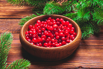 Fresh cranberries in bowl