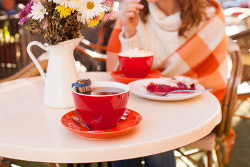 Woman in cafe outdoor
