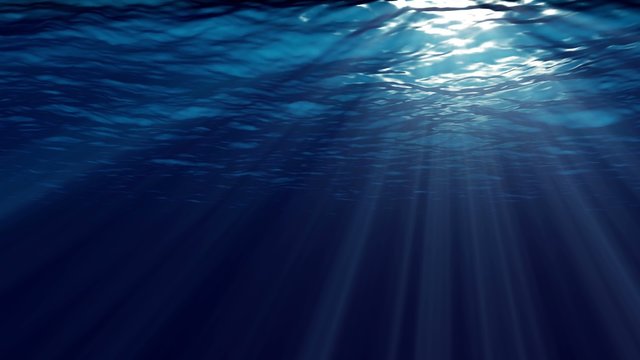 Animation of ocean waves from underwater.  Marine background.