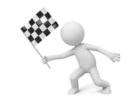The 3D guy and a chequered flag