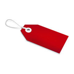 Red tag isolated on the white background