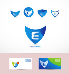Letter E shield antivirus logo