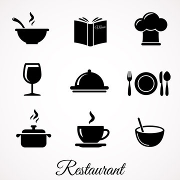 Restaurant icon set. Vector art.