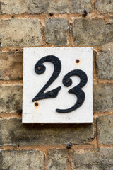House number 23 sign