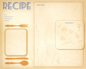 Old grunge retro recipe card layout