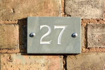 House number 27 sign