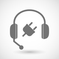 Remote assistance headset icon with  a plug