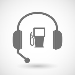 Remote assistance headset icon with  a gas station