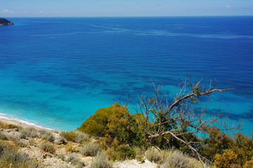 Naklejka na ściany i meble Blue Waters of the ionian sea, near Agios Nikitas Village, Lefkada, Ionian Islands, Greece