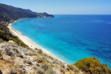 Fototapeta na wymiar Amazing Panorama of Kokkinos Vrachos Beach, Lefkada, Ionian Islands, Greece