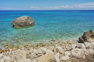 Fototapeta na wymiar Amazing Landscape of the Agios Nikitas Beach, Lefkada, Ionian Islands, Greece