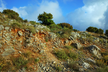 Clouds over mountain in Lefkada, Ionian Islands, Greece