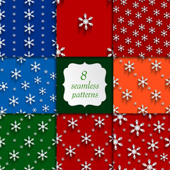 Seamless  pattern set with snowflakes 