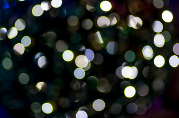 Colorful Christmas lights  on black background.
