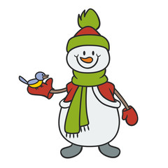 snowman and bird