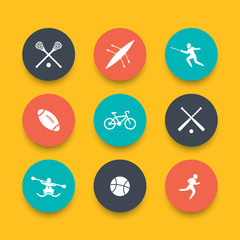 College sports, round varicolored icons, vector illustration