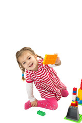 Smiling girl with toys