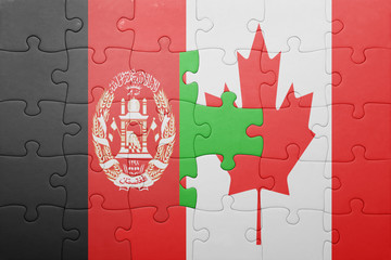 puzzle with the national flag of canada and afghanistan
