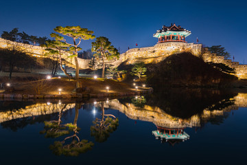 Fototapeta na wymiar Hwaseong Fortress, Traditional Architecture of Korea in Suwon at