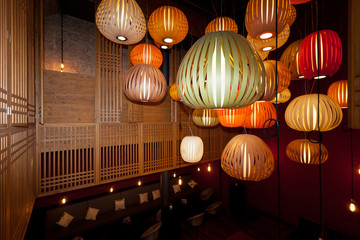 interior shot of a lounge and chillout area in asian style