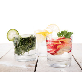Soda water with fruits and vegetables