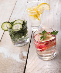Soda water with fruits and vegetables