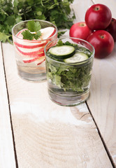 Soda water with fruits and vegetables