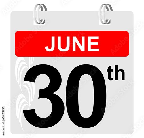  30th June Calendar With Ornament Stock Image And Royalty free Vector 