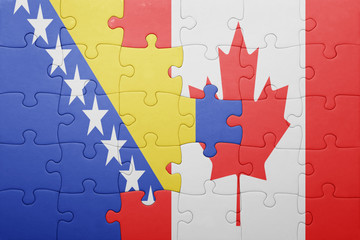 puzzle with the national flag of canada and bosnia and herzegovina