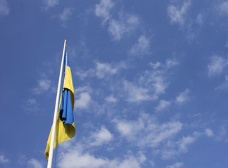 One Ukrainian flag and the sky