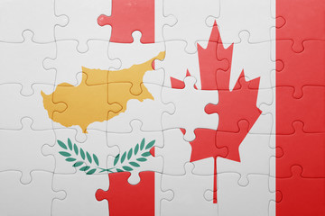 puzzle with the national flag of canada and cyprus