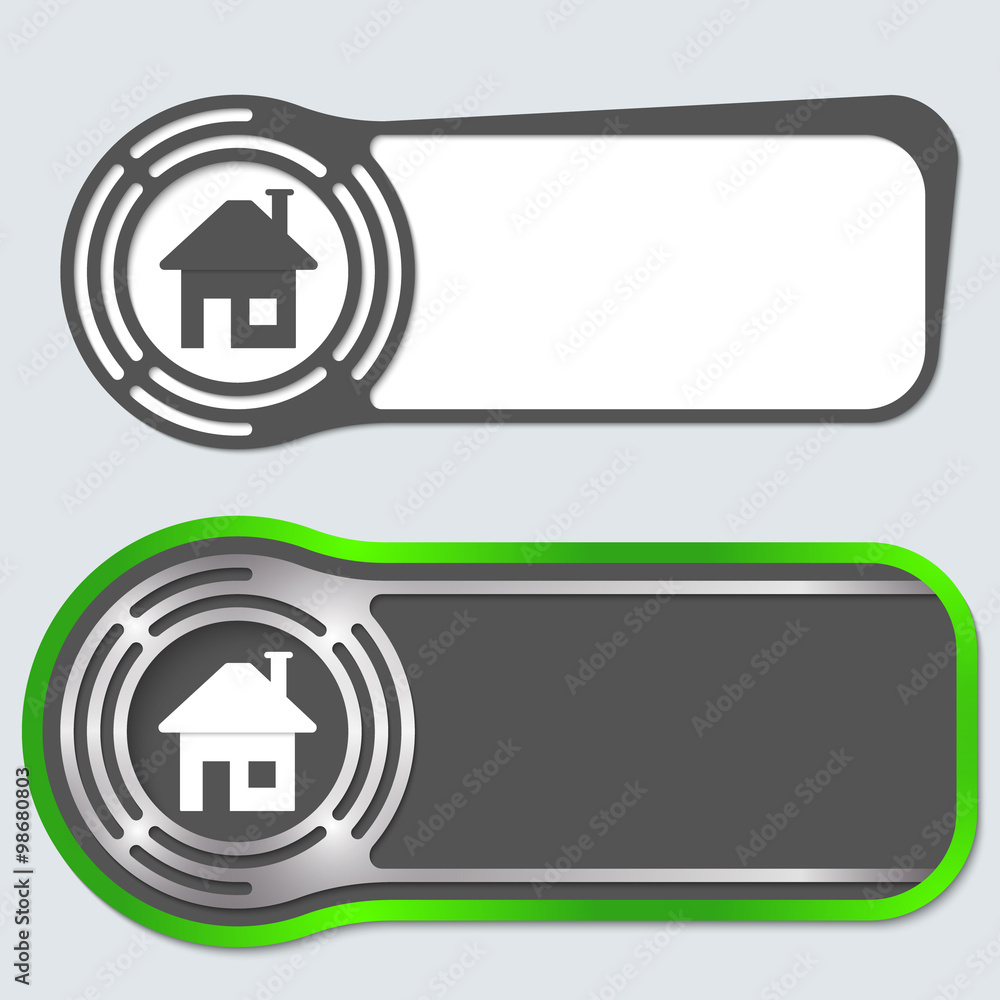 Poster set of two abstract buttons for your text and home symbol