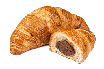 Fresh Croissant with chocolate filling