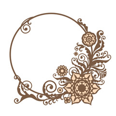 Vintage vector circle frame with floral elements